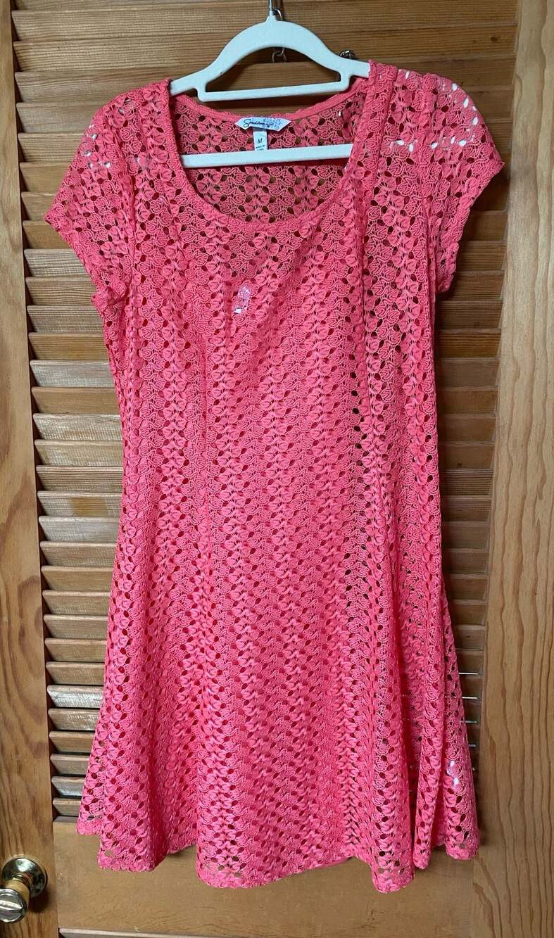 Speechless Sunlight Pink Crochet Lace Cap Sleeve Mini Dress